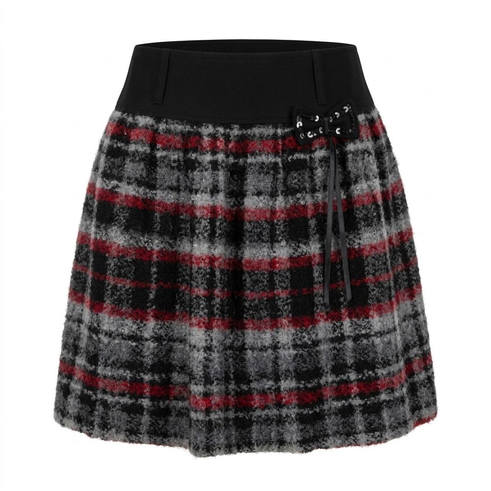 Dimoda Alpaca Blend Made in Italy Mohair Plaid Skirt Women See Measurements